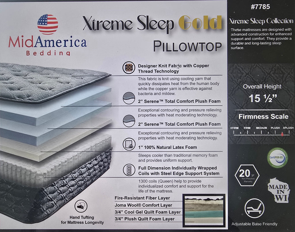 MidAmerica Xtreme Sleep Pillowtop (XS Gold)